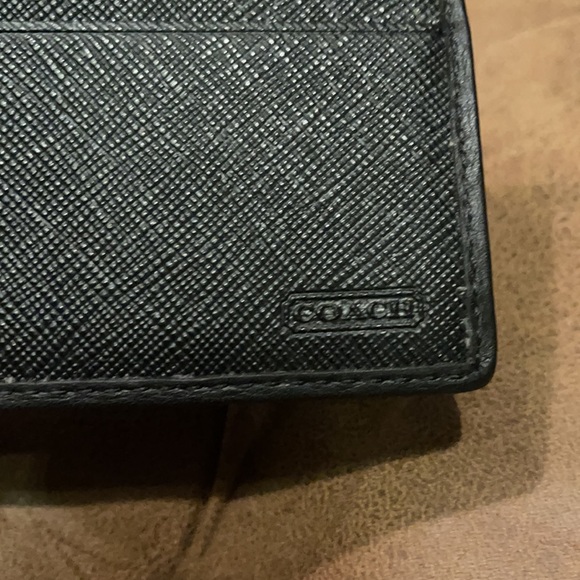 COACH MENS WALLET BLACK CC CANVAS - Picture 5 of 14